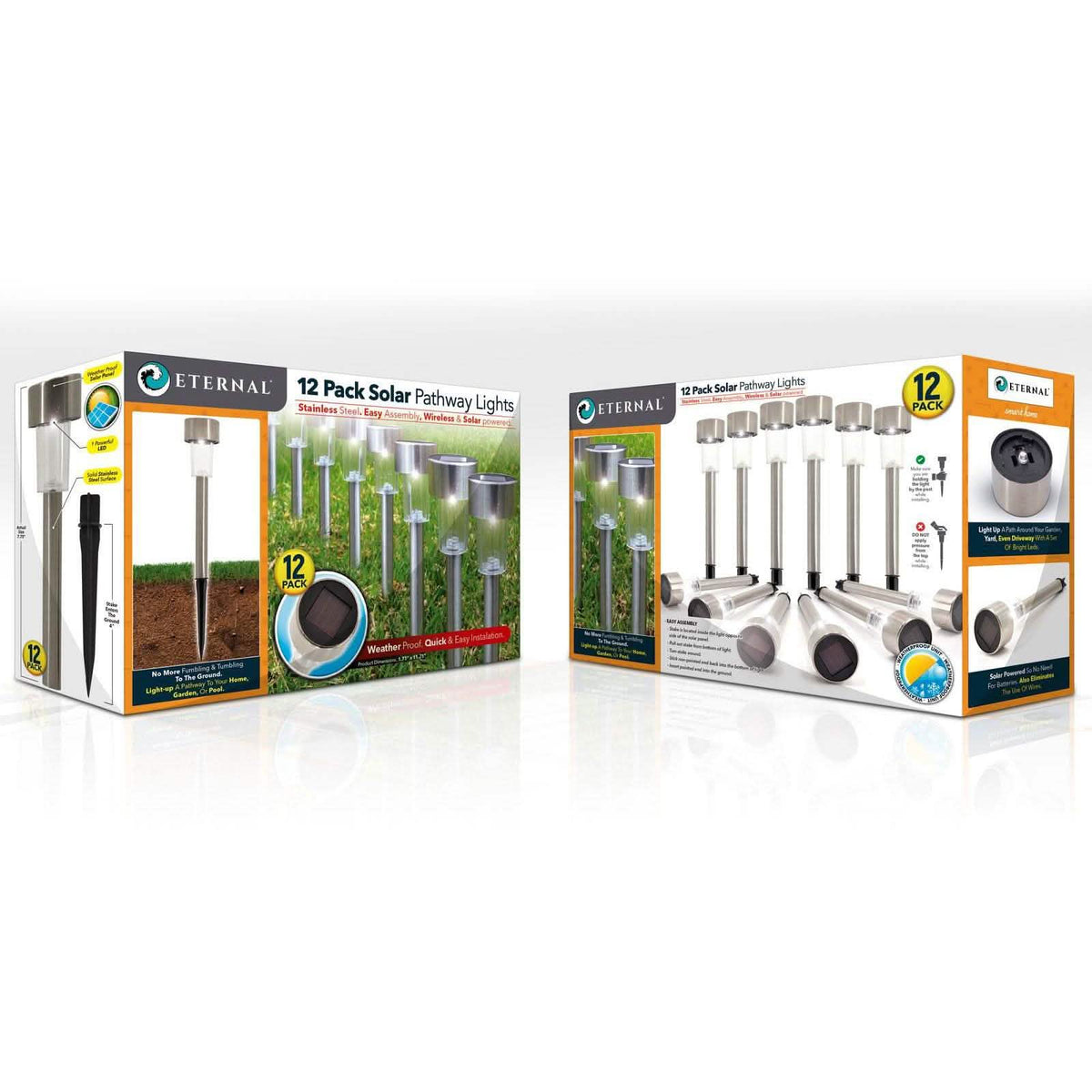 Solar LED Garden Pathway Stake Lights – Set of 12, Weatherproof