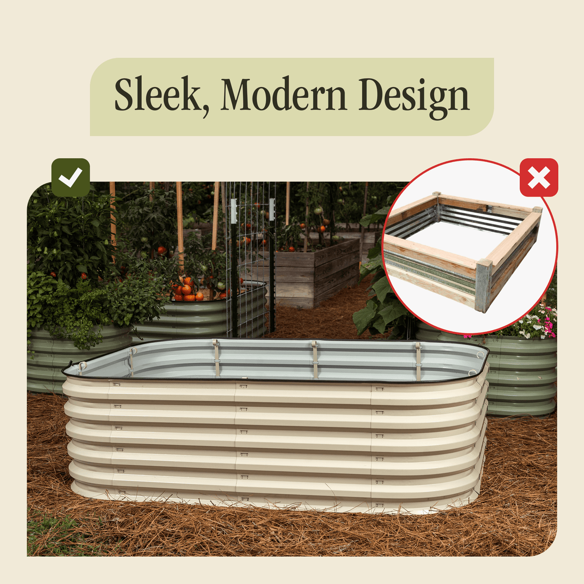 Gro-Rite Metal Raised Garden Bed Kit – No Tools, No Bolts, Ready in 10 Minutes