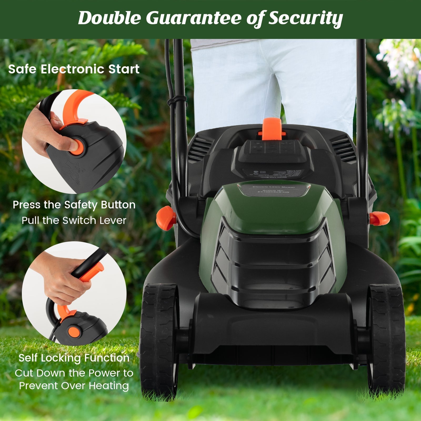 12-AMP 13.5 Inch Adjustable Electric Corded Lawn Mower with Collection Box