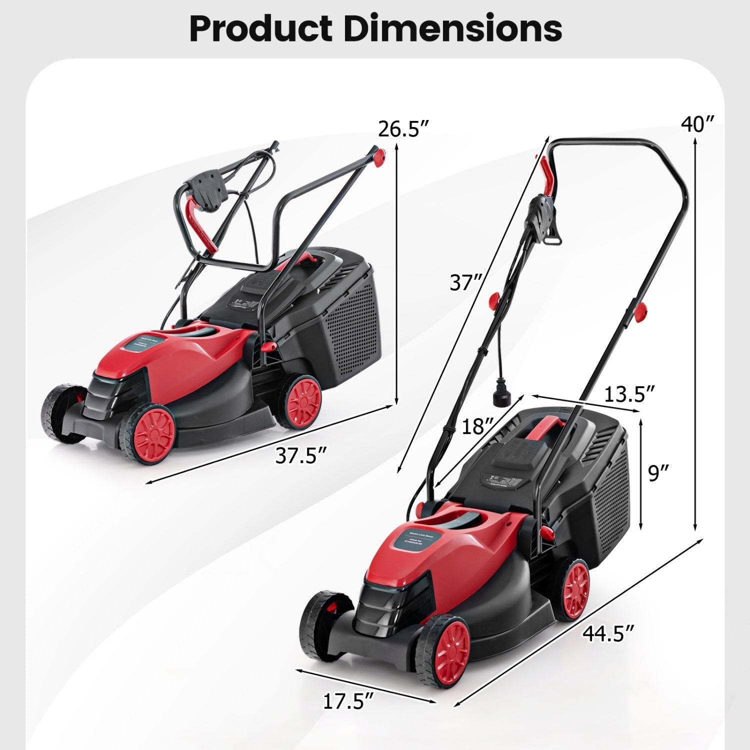 12-AMP 13.5 Inch Adjustable Electric Corded Lawn Mower with Collection Box