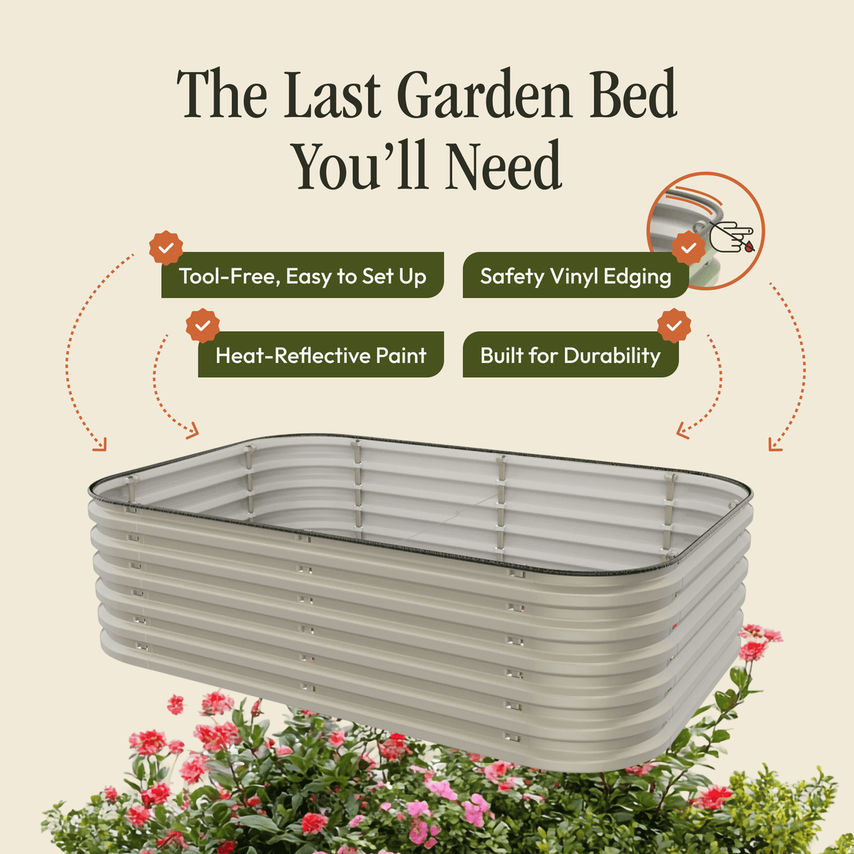 Gro-Rite Metal Raised Garden Bed Kit – No Tools, No Bolts, Ready in 10 Minutes