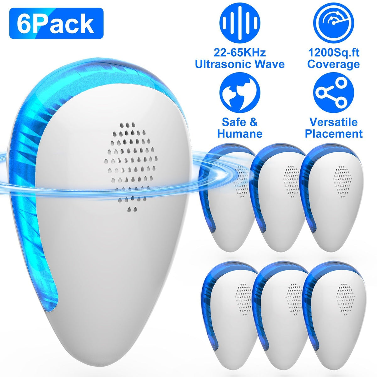 LJG Ultrasonic Pest Repeller – 6 Pack Indoor Plug-In
