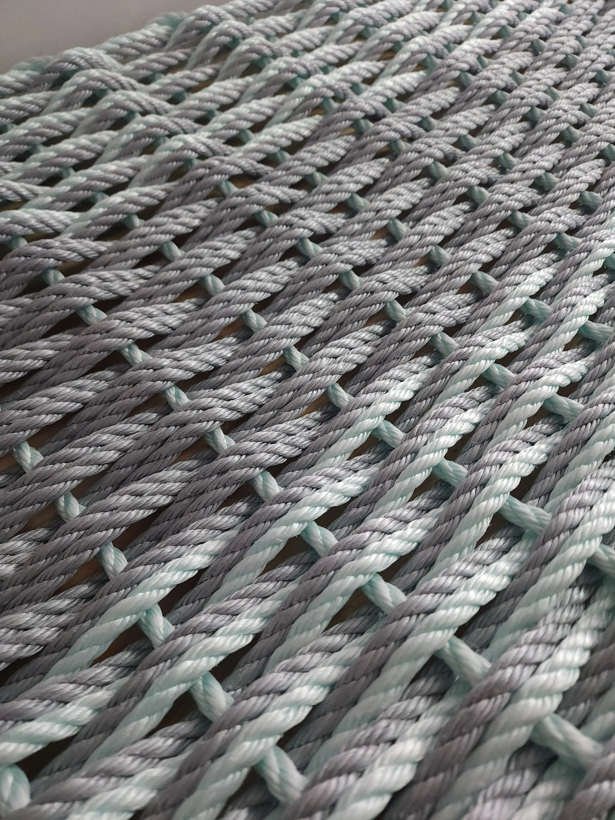 Light Gray & Seafoam Double Weave Lobster Rope Doormat