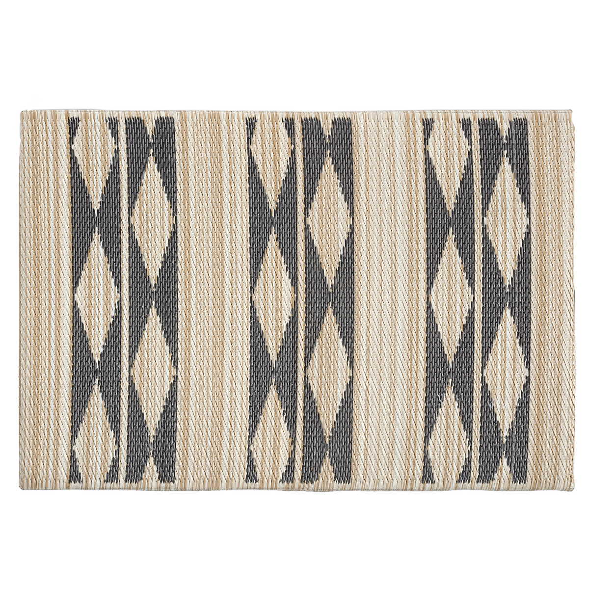 Cairo Natural & Black Outdoor Doormat – 24" x 36" Non-Slip, Recycled Plastic