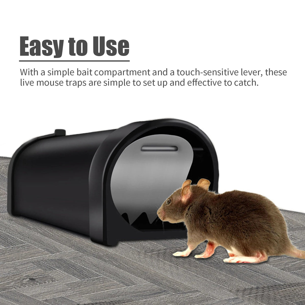 Live-Capture Mouse Trap with Bait Compartment