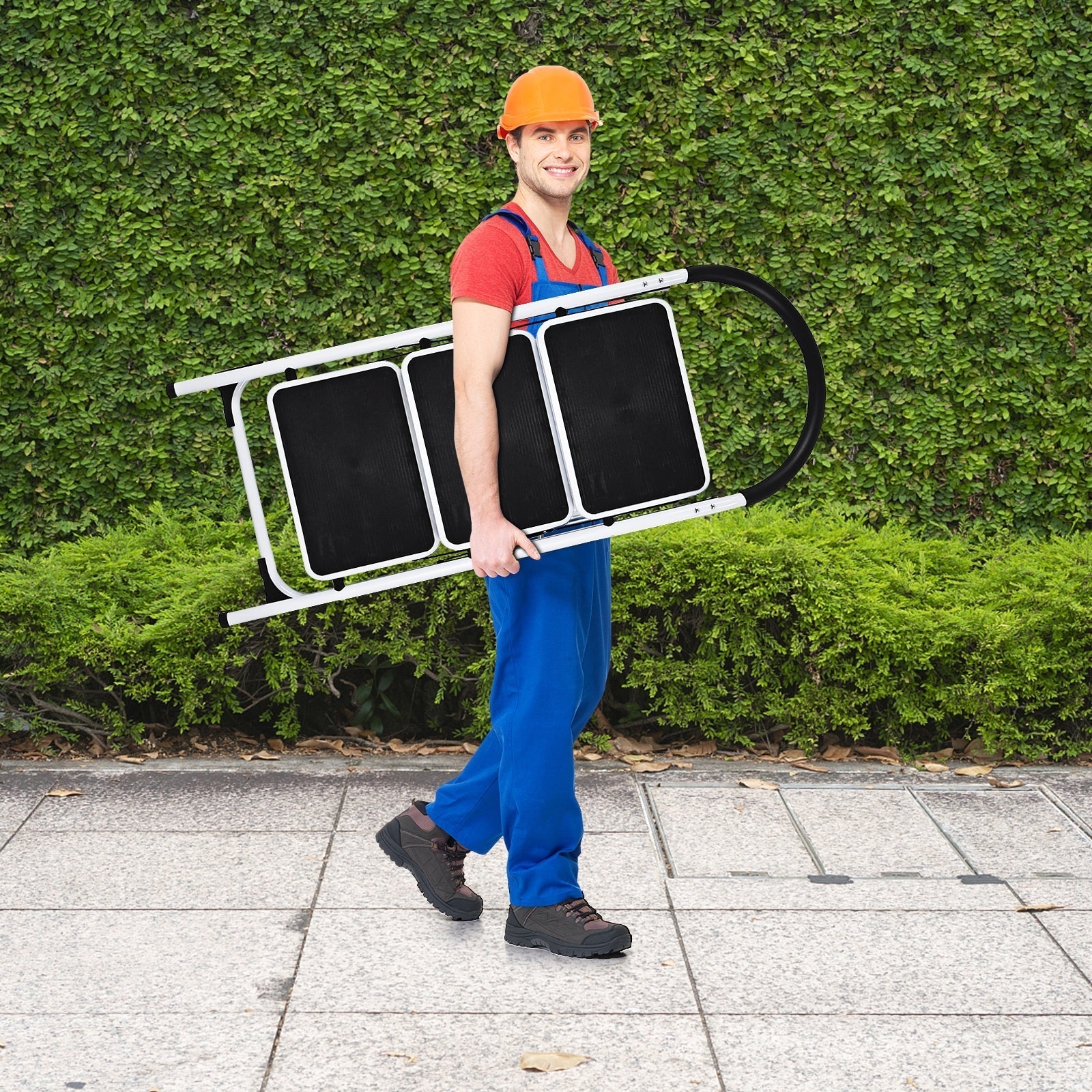 Heavy-Duty 3-Step Industrial Folding Stool Ladder