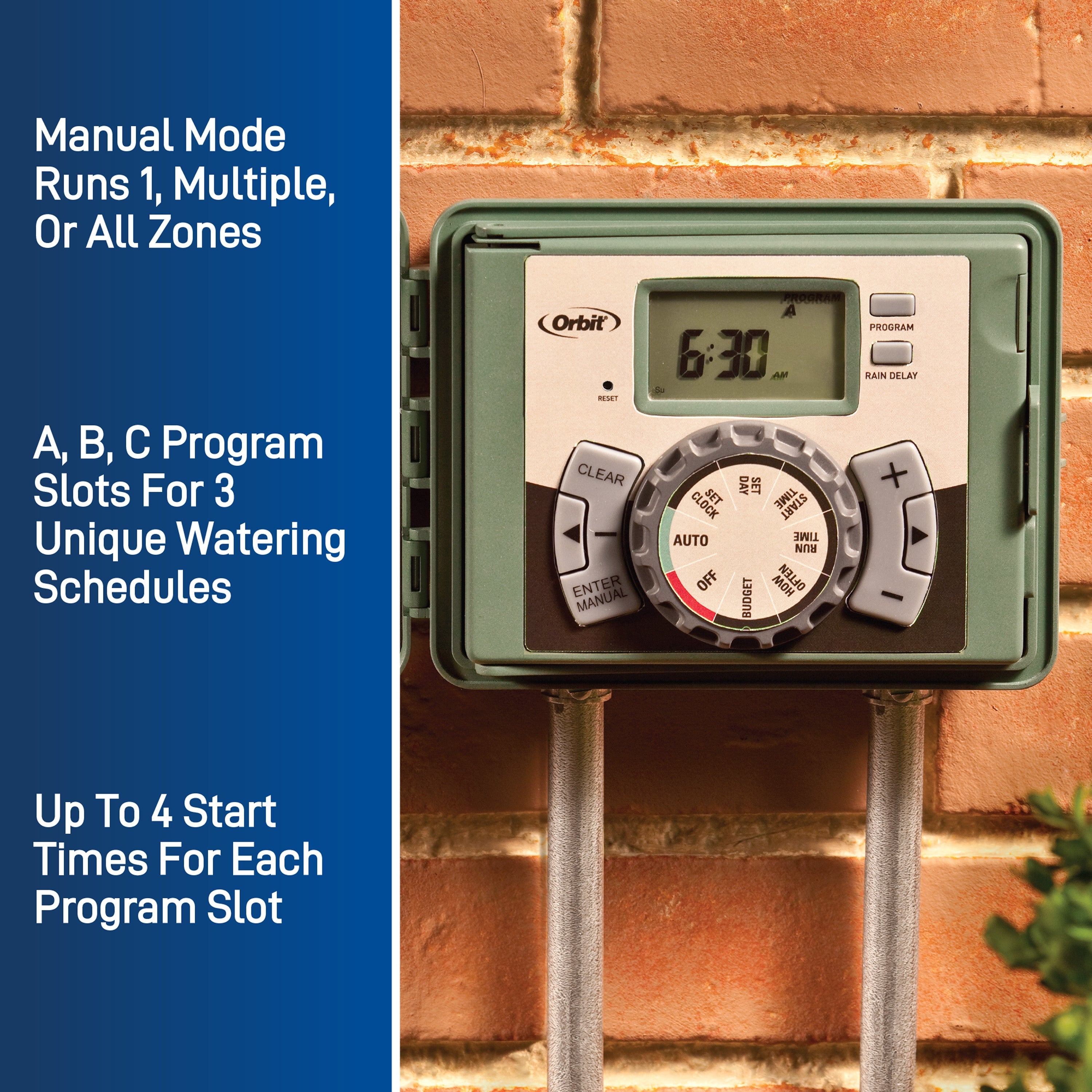 Easy-Set Logic Outdoor Irrigation Sprinkler Controller – Programmable, 4 Models