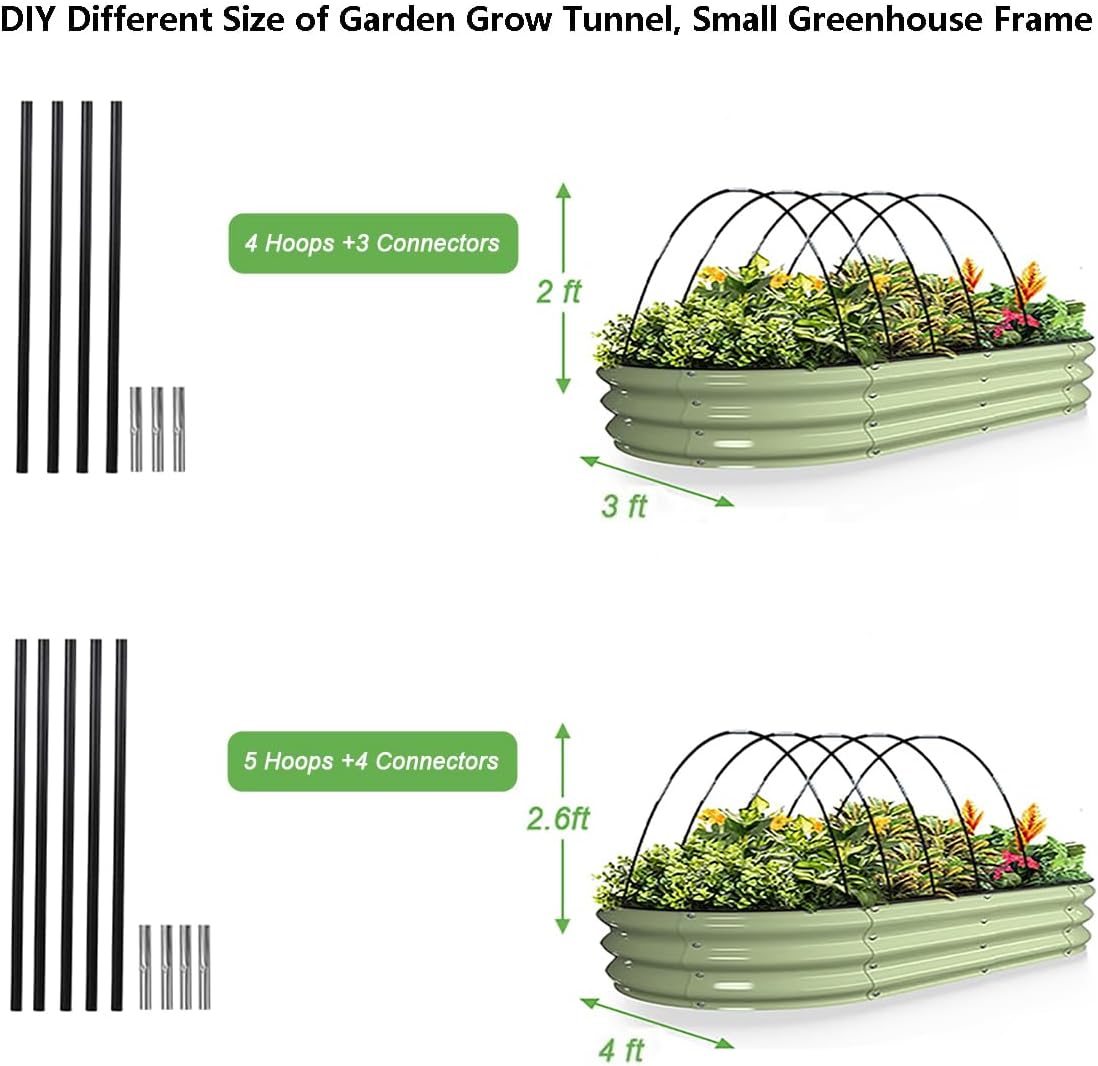 Fiberglass Garden Tunnel Hoops, 12 Sets, 60 Rods