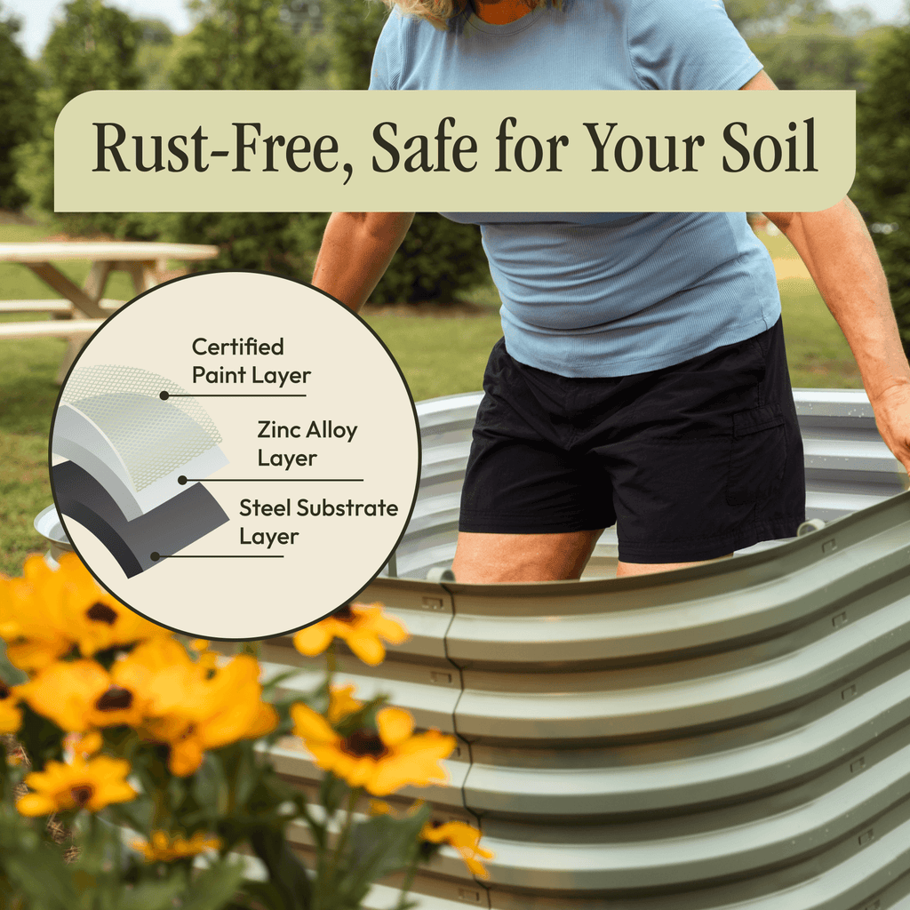 Gro-Rite Metal Raised Garden Bed Kit – No Tools, No Bolts, Ready in 10 Minutes