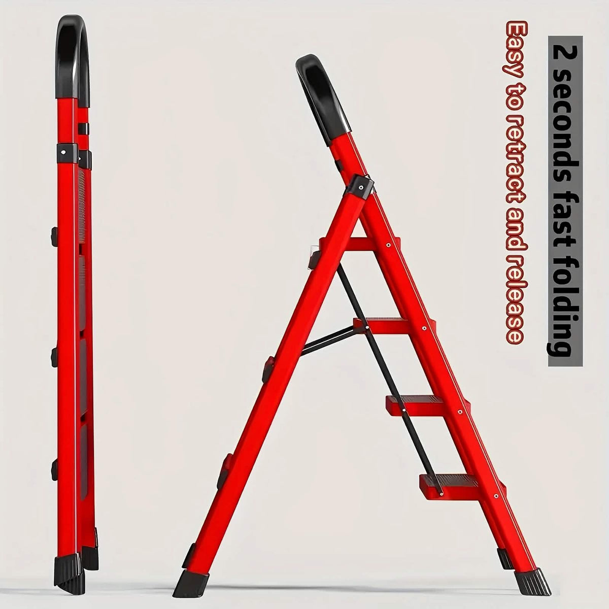 Portable Steel Folding Step Ladder – 3 or 4 Step, Anti-Slip