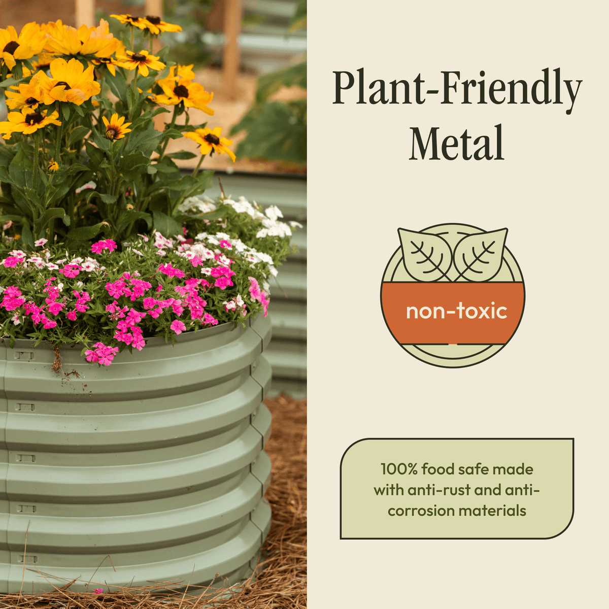 Gro-Rite Metal Raised Garden Bed Kit – No Tools, No Bolts, Ready in 10 Minutes