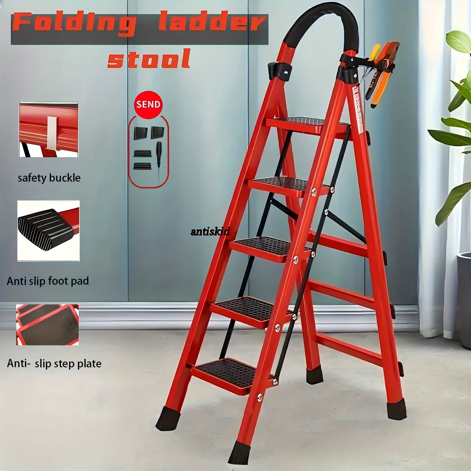 Portable Steel Folding Step Ladder – 3 or 4 Step, Anti-Slip