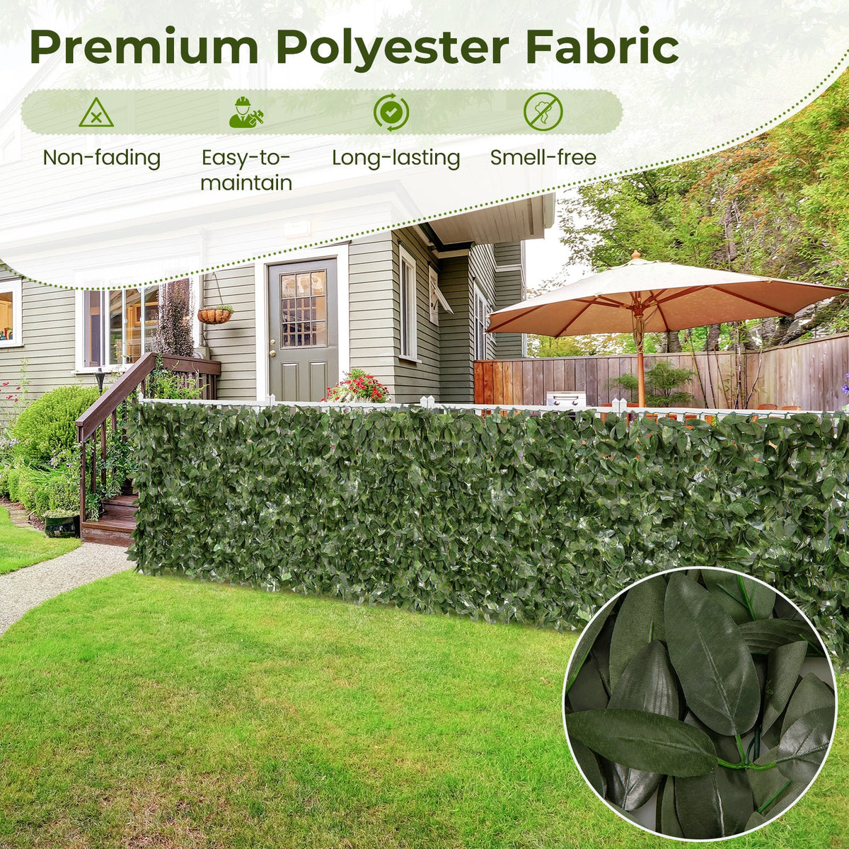 Artificial Lily Leaf Privacy Fence for Garden Yard Balcony Deck