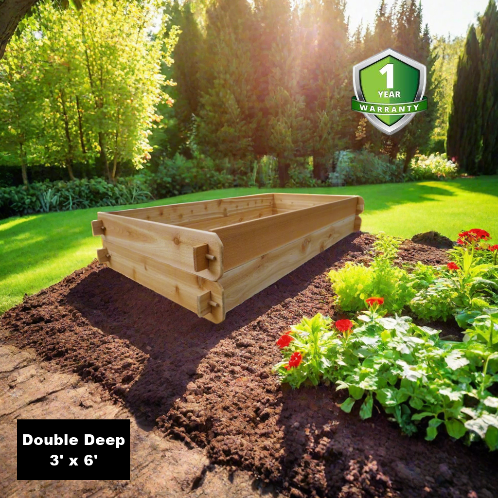 Timberlane Gardens Raised Garden Bed Kit – Double Deep Cedar, Two 3x6 Beds