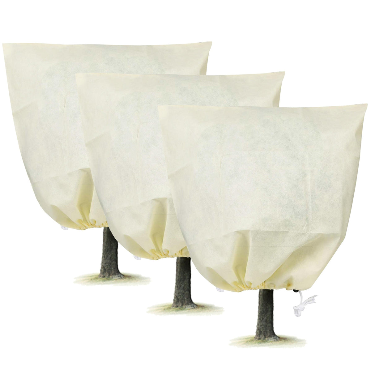 Drawstring Winter Plant Cover Bags, 32.67 × 43.3 in, 3-Pack