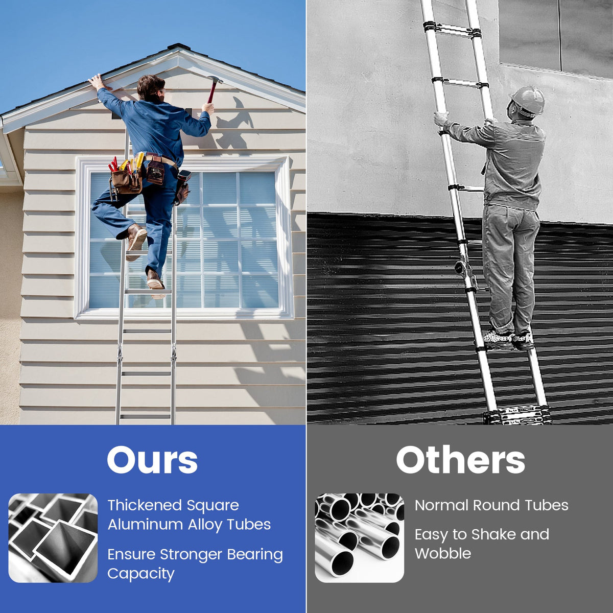 7-in-1 Folding Aluminum Ladder with Anti-Skid Pedal
