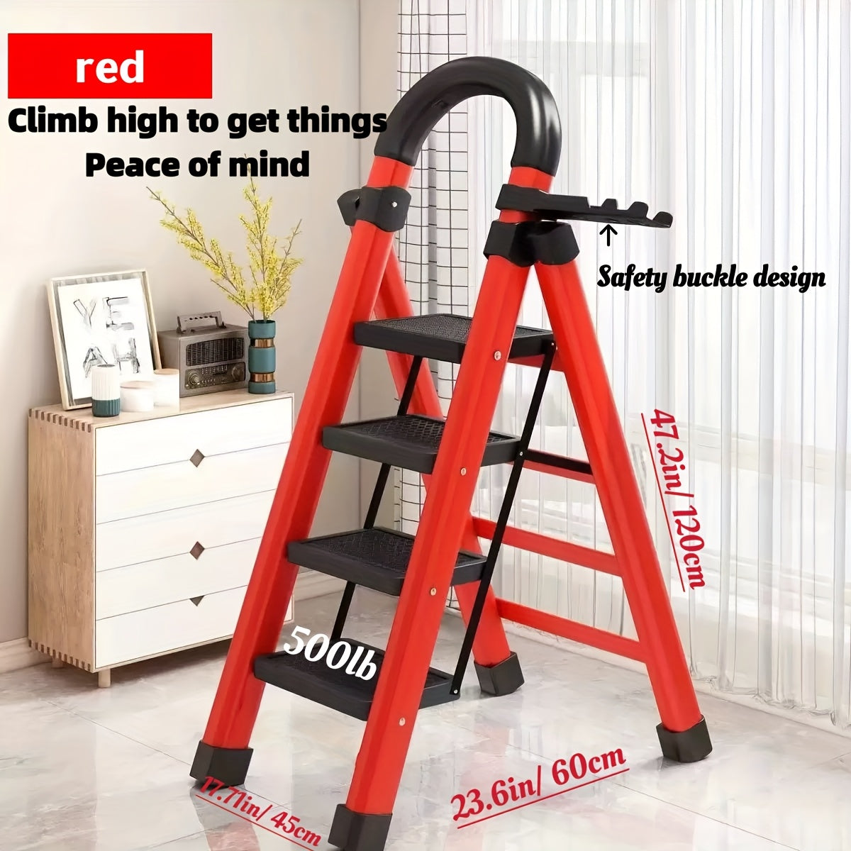 Heavy-Duty Folding Step Ladder – 3/4/5 Step, 500 lb Capacity