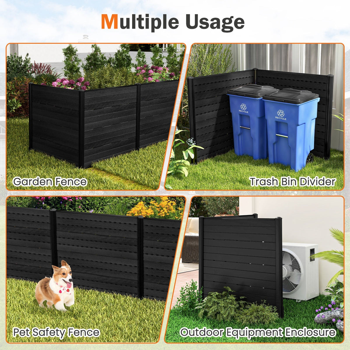 Outdoor Privacy Fence Screen with 5 Ground Stakes for Garden Yard Patio