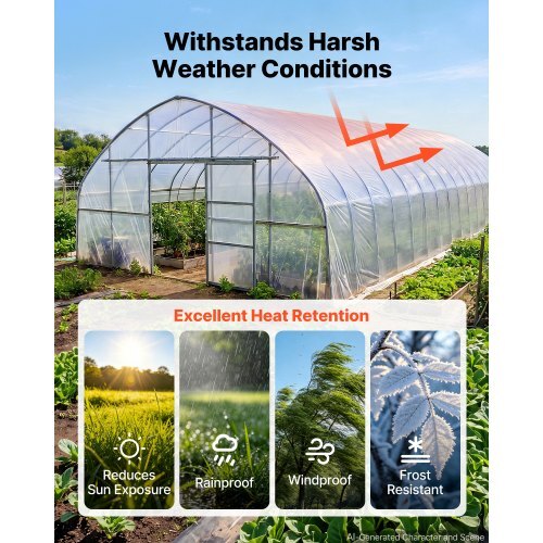 Clear Greenhouse Plastic Sheeting, 10 × 100 ft, 6 Mil