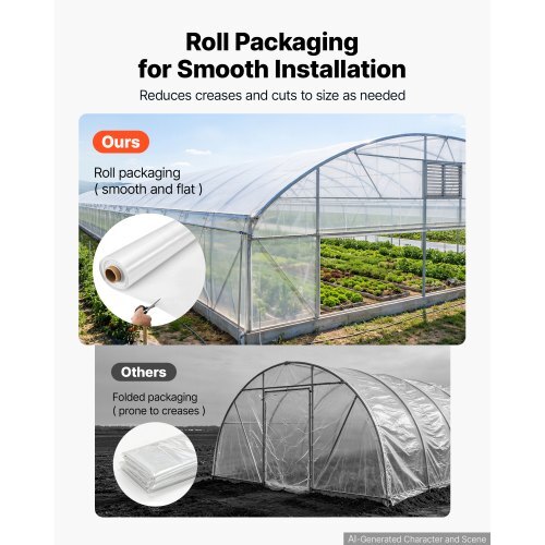 Clear Greenhouse Plastic Sheeting, 10 × 100 ft, 6 Mil