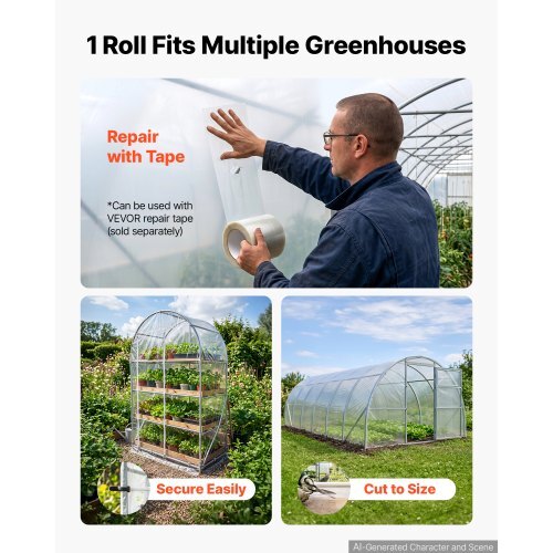 Clear Greenhouse Plastic Sheeting, 10 × 100 ft, 6 Mil