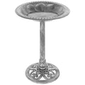 Outdoor Polyresin Bird Bath – Rustic Aged Silver Finish, Weather-Resistant