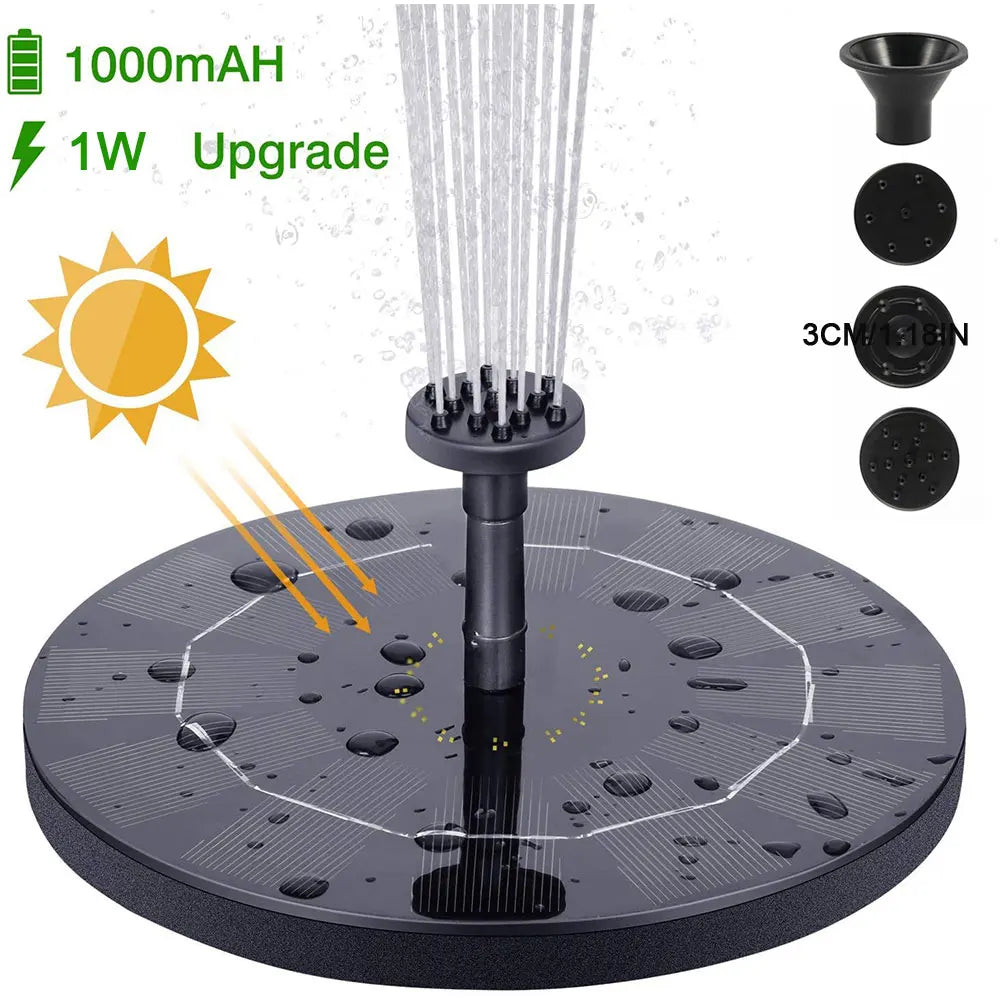 Colorful Solar Fountain 1W/2.5W Floating Bird Bath Garden Pool Pond Solar Water Fountain Pump for Garden Decoration Outdoor