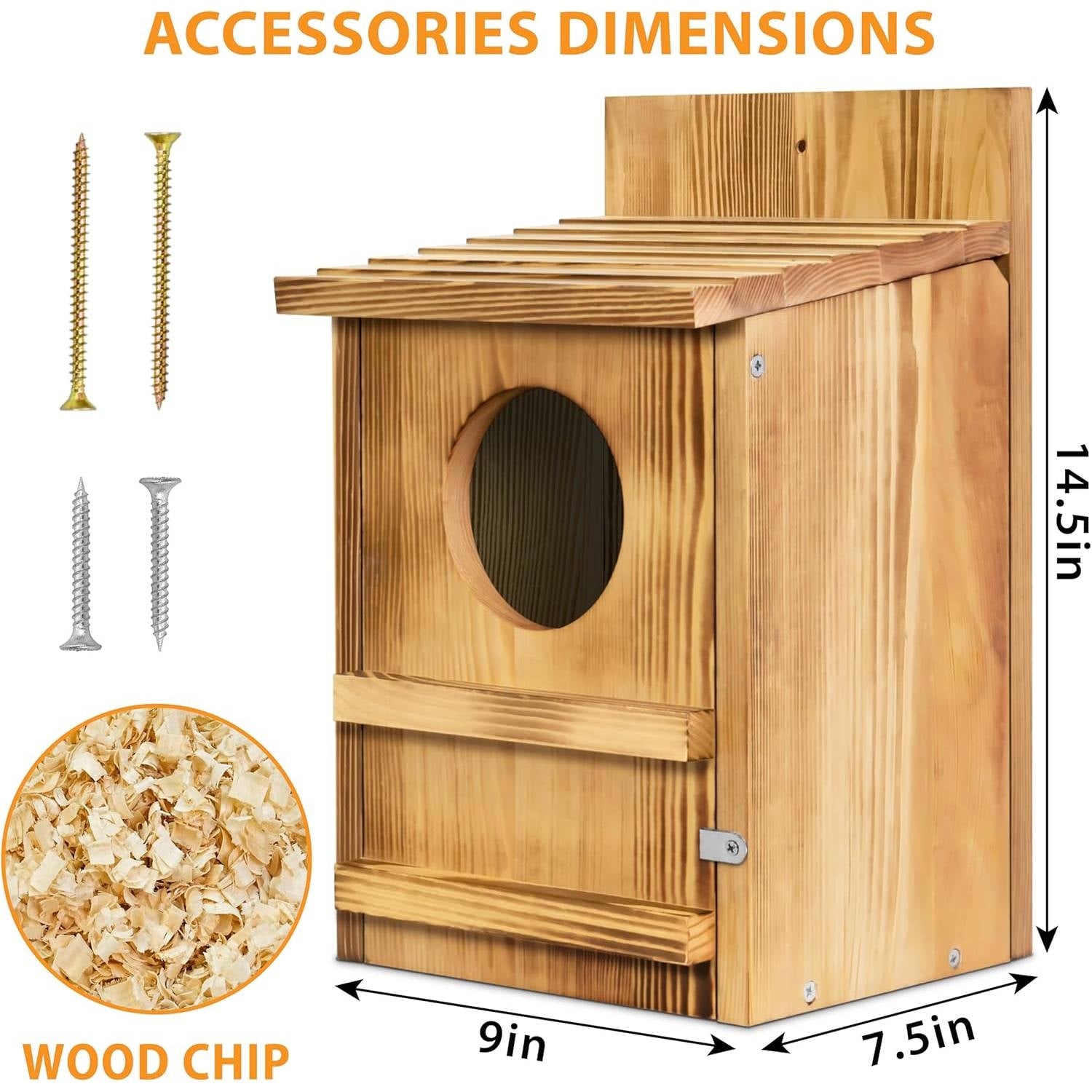 Wooden Screech Owl Birdhouse – Easy Mount Outdoor Bird House