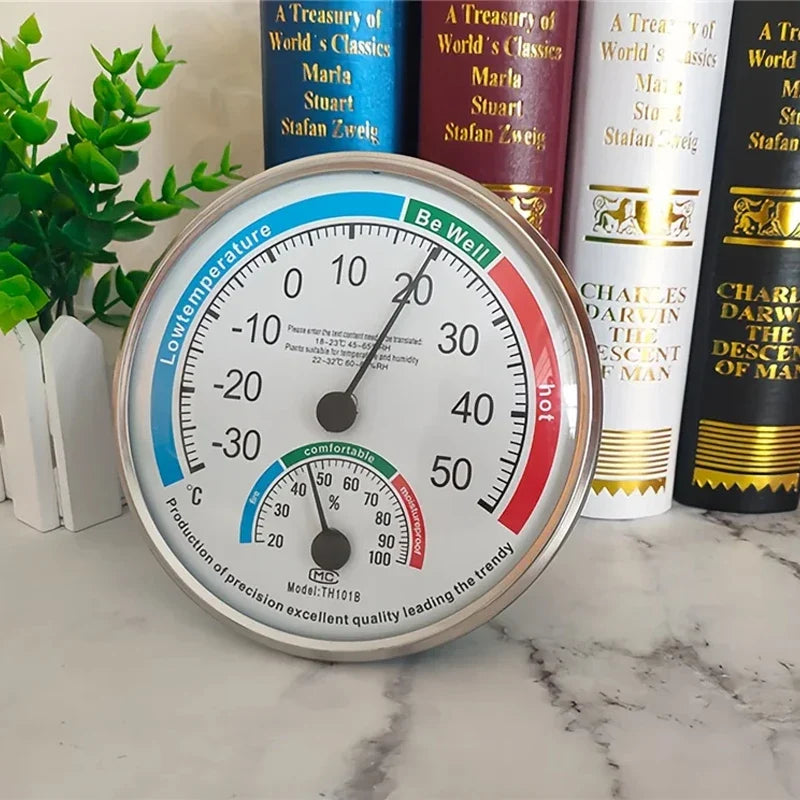 Round Thermometer Mechanical Sensor | Indoor Outdoor Temperature and Humidity Monitor