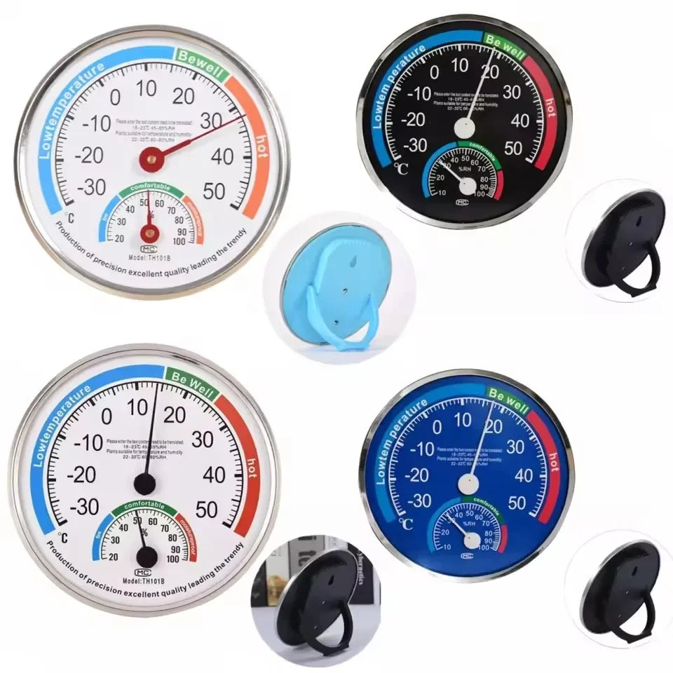Round Thermometer Mechanical Sensor | Indoor Outdoor Temperature and Humidity Monitor
