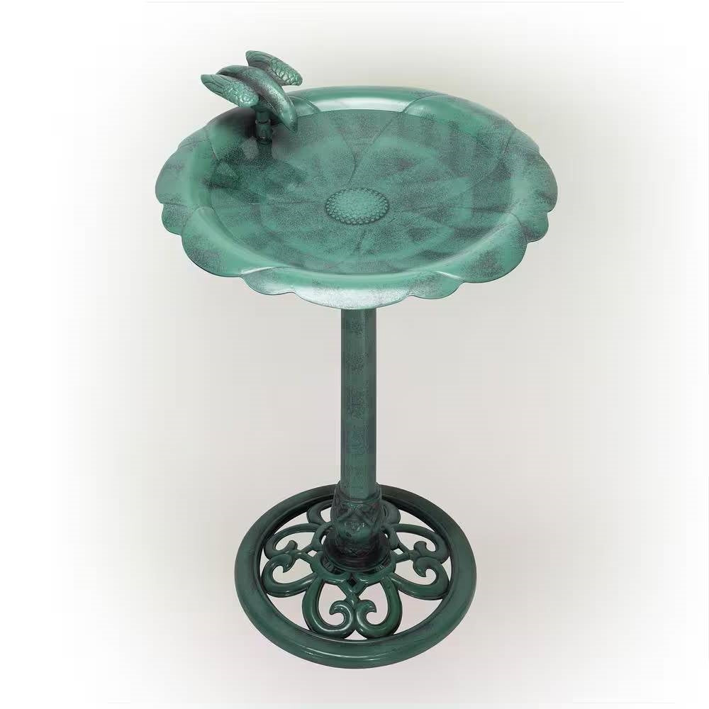 Outdoor Bird Bath – Dark Green Finish, Weather-Resistant Garden Accent
