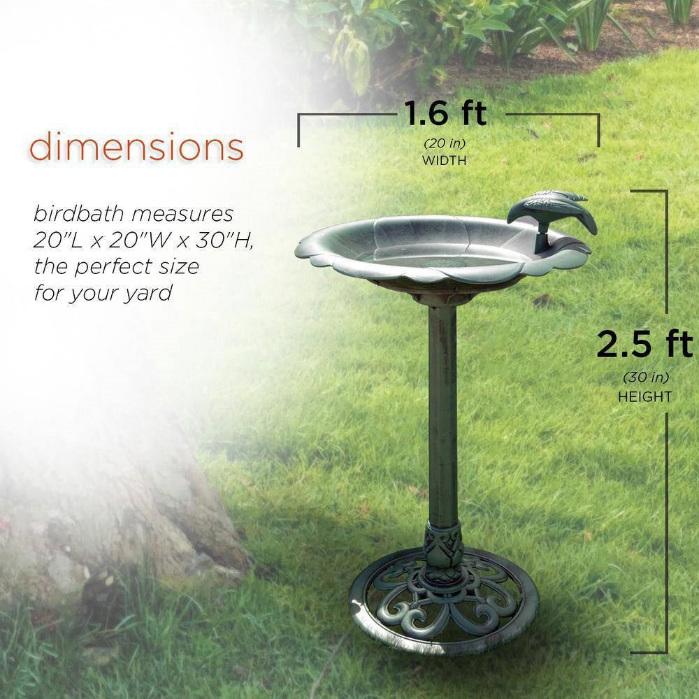 Outdoor Bird Bath – Dark Green Finish, Weather-Resistant Garden Accent