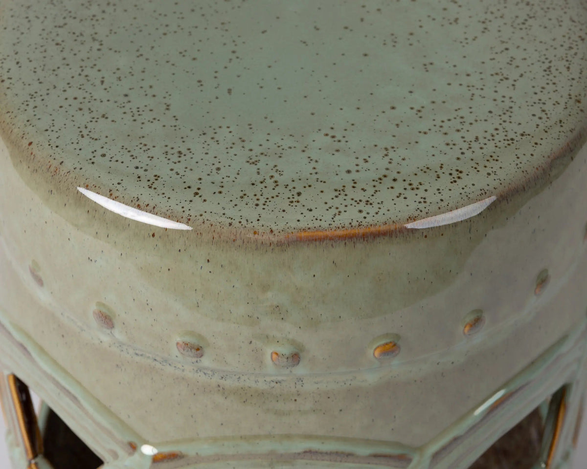 Large Medallion Ceramic Garden Stool, Jade