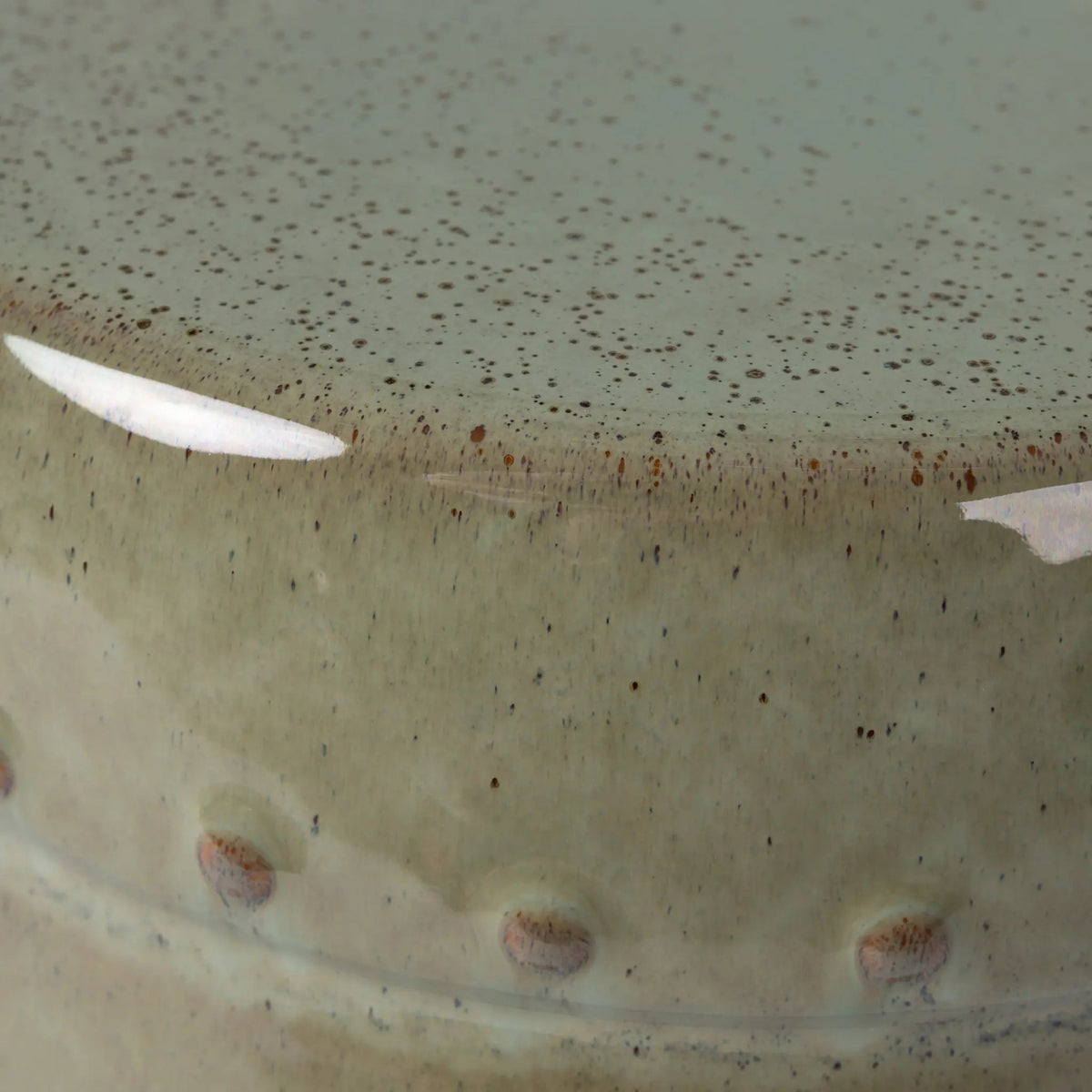 Large Medallion Ceramic Garden Stool, Jade
