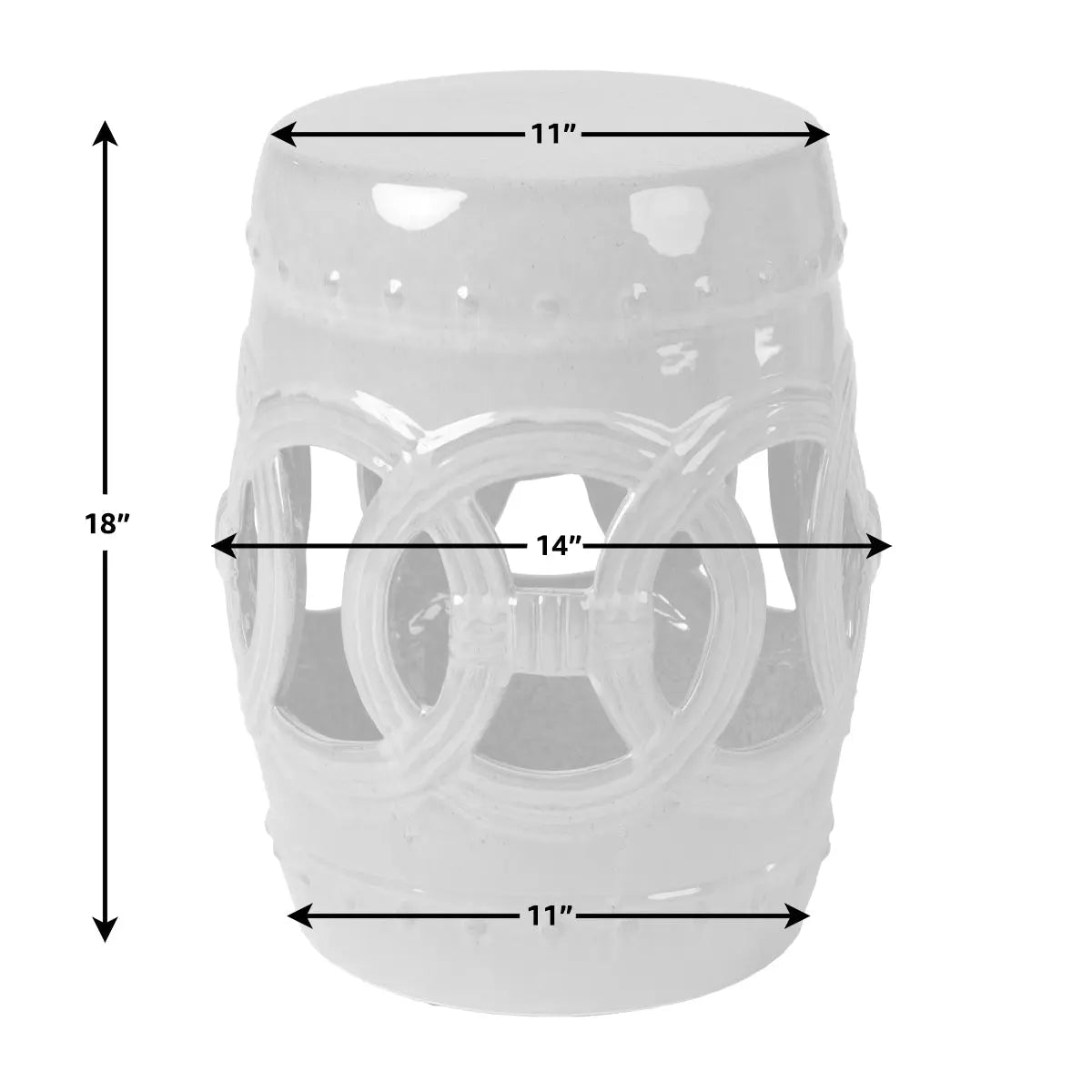Large Medallion Ceramic Garden Stool, Jade