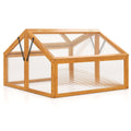 Wood Cold Frame Greenhouse Raised Flower Planter Protection with Transparent Openable Roof-Orange