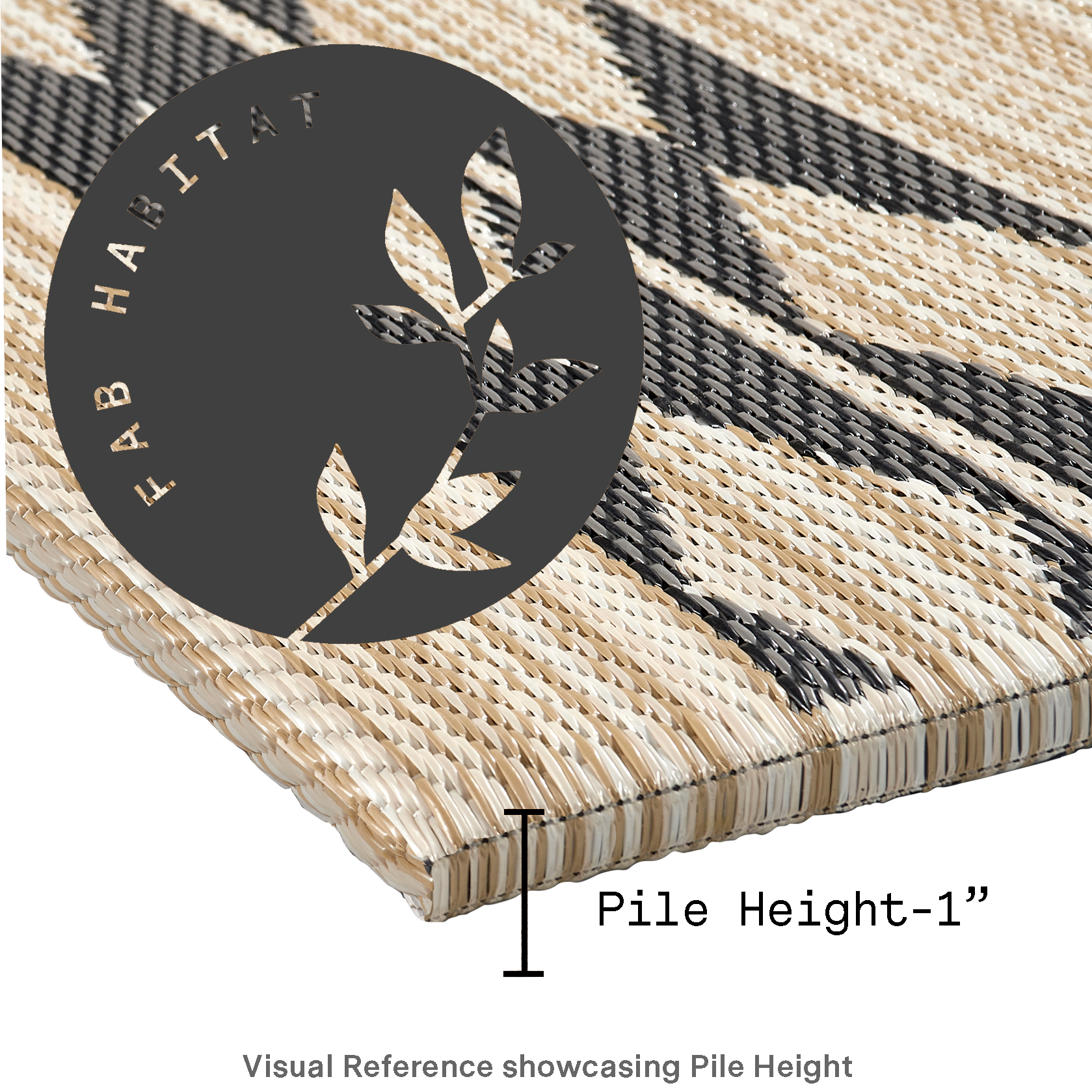 Cairo Natural & Black Outdoor Doormat – 24" x 36" Non-Slip, Recycled Plastic