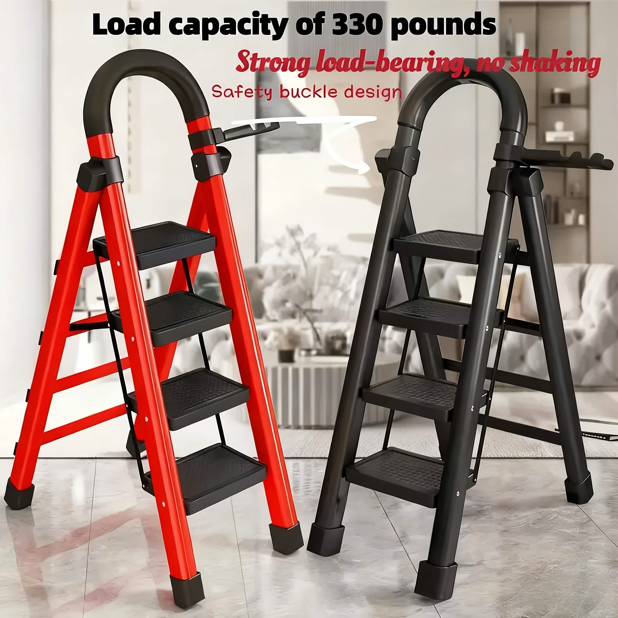 Portable Steel Folding Step Ladder – 3 or 4 Step, Anti-Slip