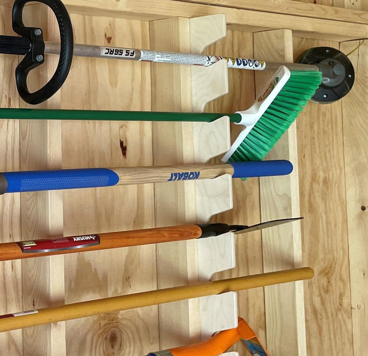 Garden Tool Organizer Rack – Stud-Mounted for Garage or Shed