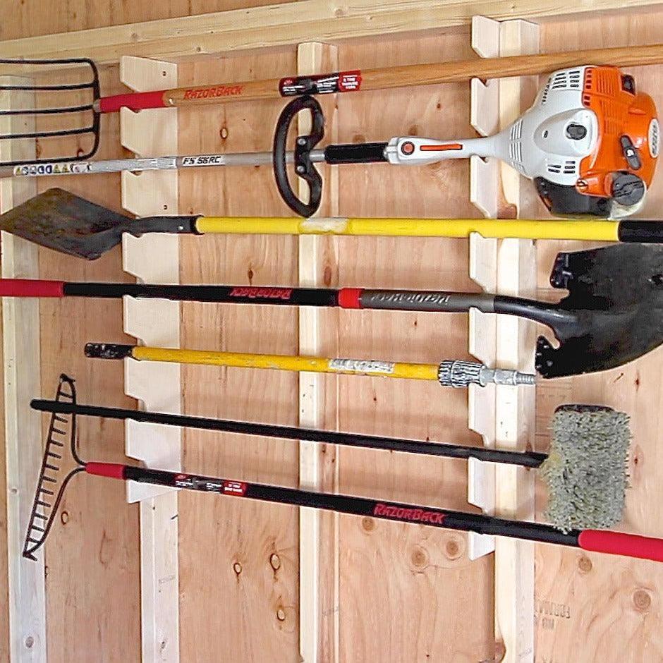 Garden Tool Organizer Rack – Stud-Mounted for Garage or Shed