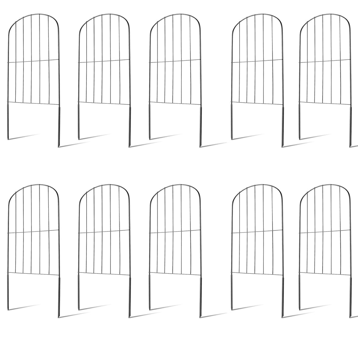 10Pcs Decorative Garden Fence Rustproof Iron Wire Arched Fence Animal Barrier Border 12.59Ó Width 23.93Ó Length For Yard Landscape Patio Outdoor Decor