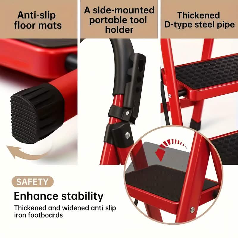 Portable Steel Folding Step Ladder – 3 or 4 Step, Anti-Slip
