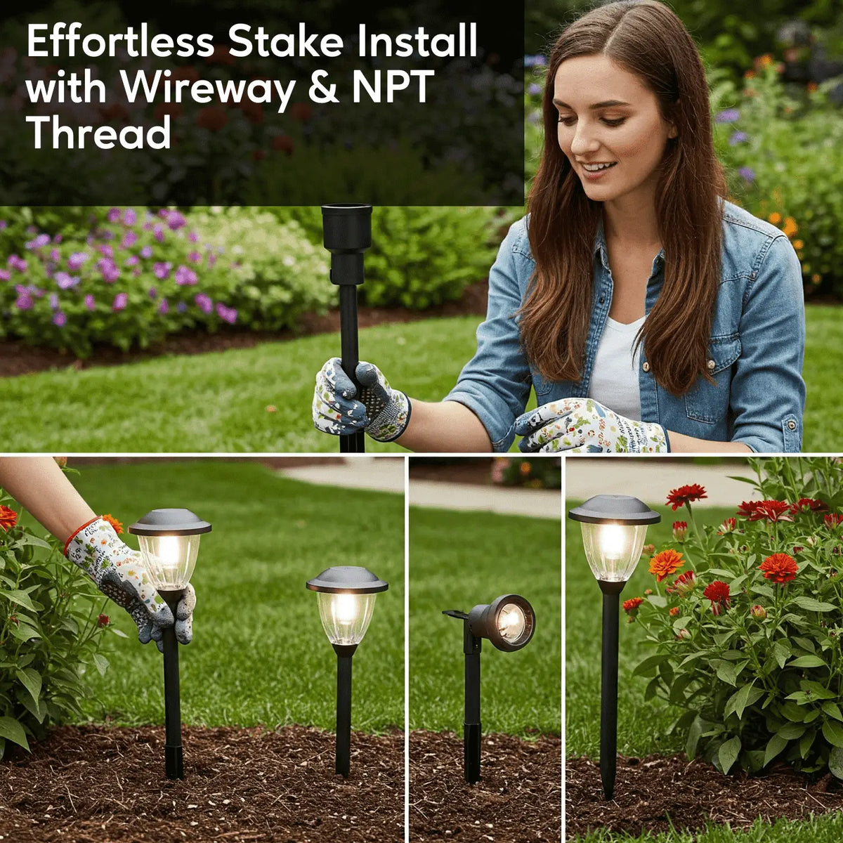 Garden Stakes | 9-Inch In-Ground Solid Brass 1/2" NPT Thread 2 Pack