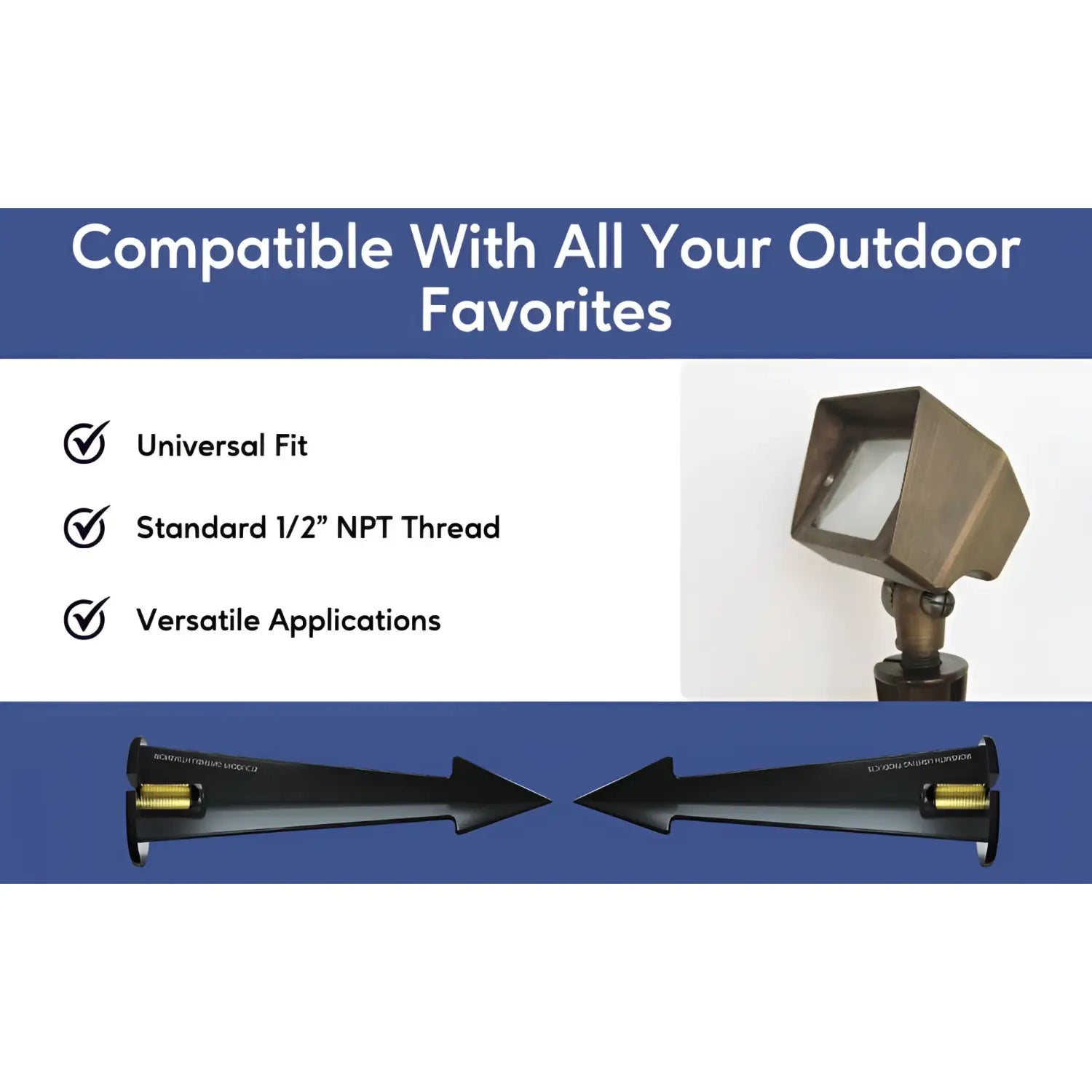 Garden Stakes | 9-Inch In-Ground Solid Brass 1/2" NPT Thread 2 Pack