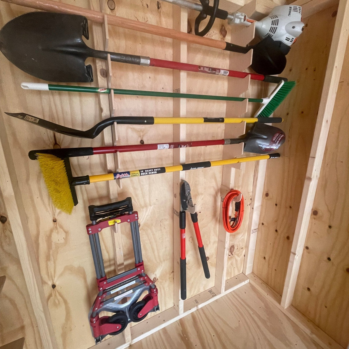 Garden Tool Organizer Rack – Stud-Mounted for Garage or Shed