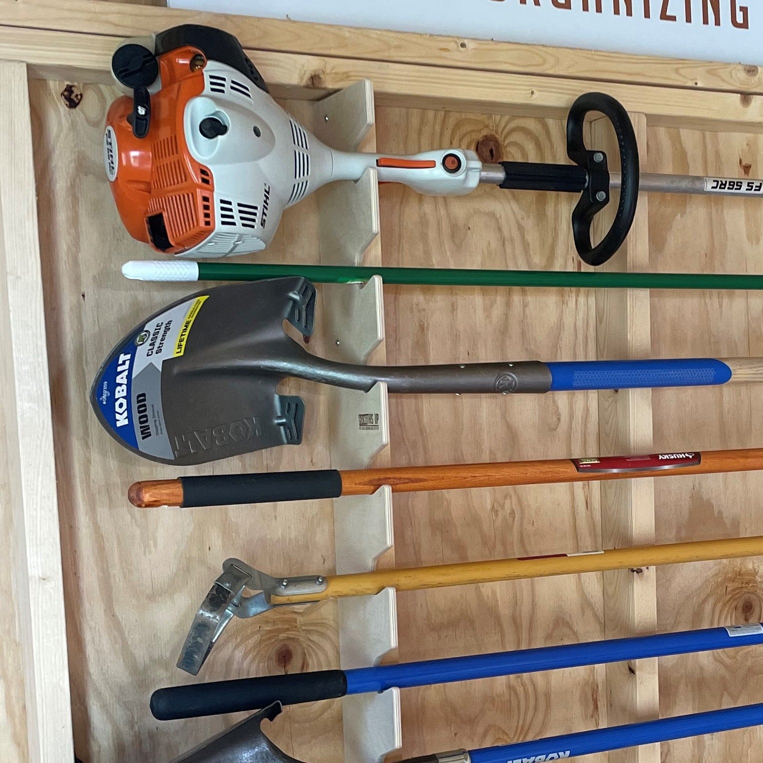 Garden Tool Organizer Rack – Stud-Mounted for Garage or Shed