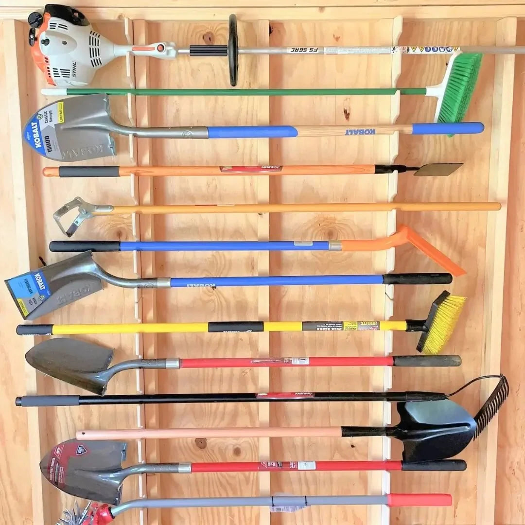 Garden Tool Organizer Rack – Stud-Mounted for Garage or Shed