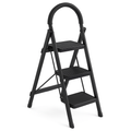 3-Step Foldable Ladder with Wide Pedals & Safety Lock