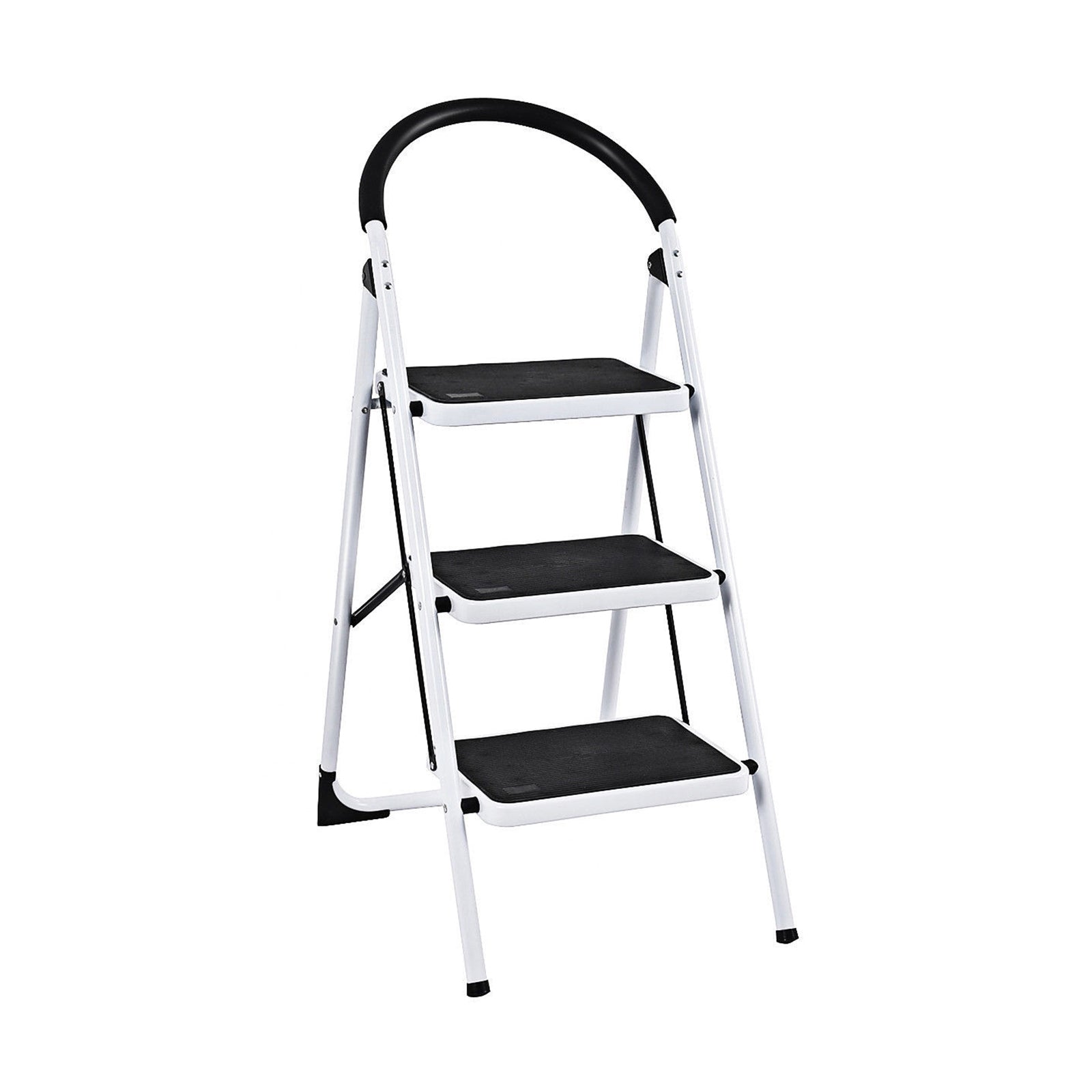 Heavy-Duty 3-Step Industrial Folding Stool Ladder