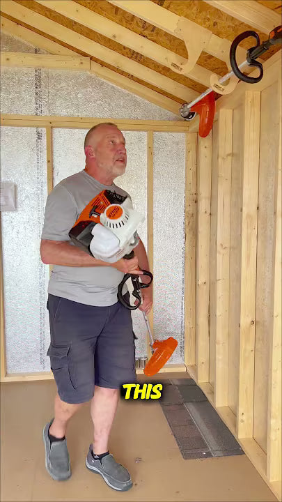 Ceiling-Mounted Weed Wacker Storage Rack